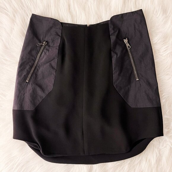 Rag & Bone Zipper Pocket Scoop Hem Black Mini Skirt - Picture 1 of 3